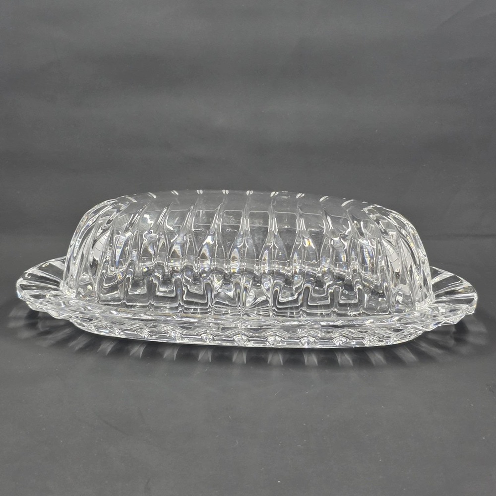 Vintage Mikasa Park Lane Quarter Pound Lead Crystal Butter Dish with Cover VTG